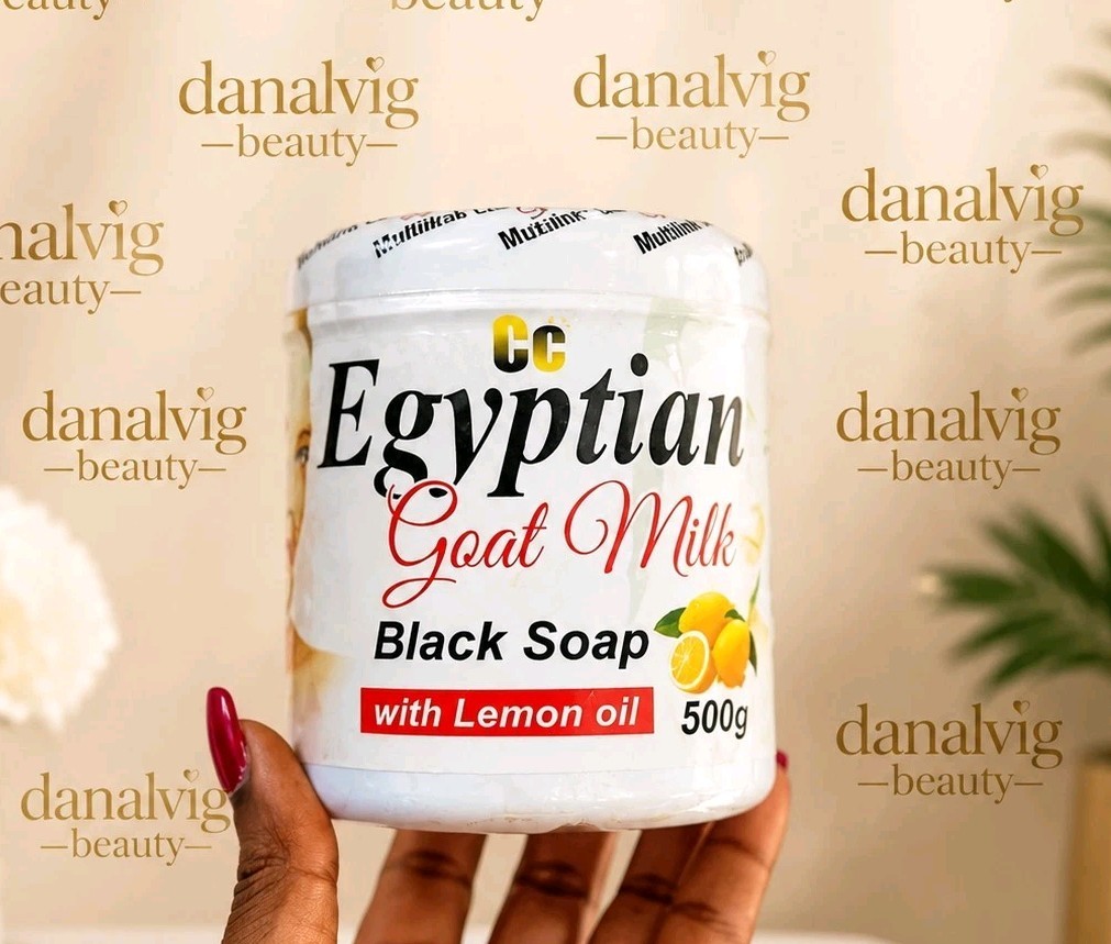 1×Egyptian Goat Milk Black Soap With Lemon Oil 500g (1 Pcs)
