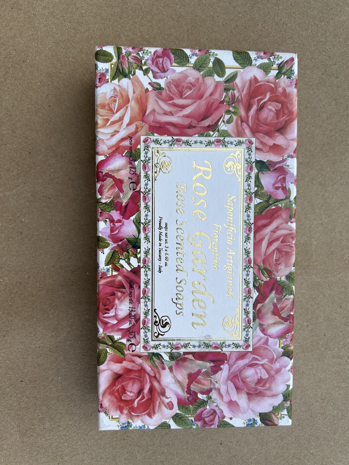 Saponificio Artigianale Fiorentino – Rose Garden Rose Scented Soaps -3 x 4.40 oz
