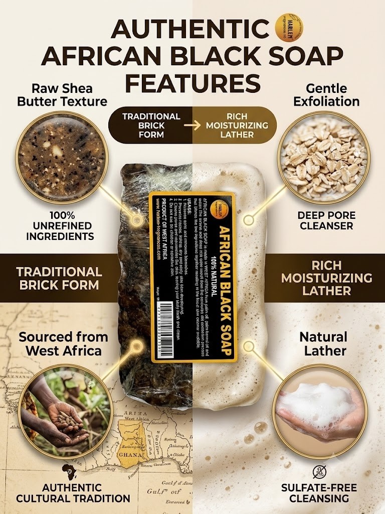 Authentic African Black Soap 1lb Raw Natural Acne Rashes Dark Spot Cleanser Bar