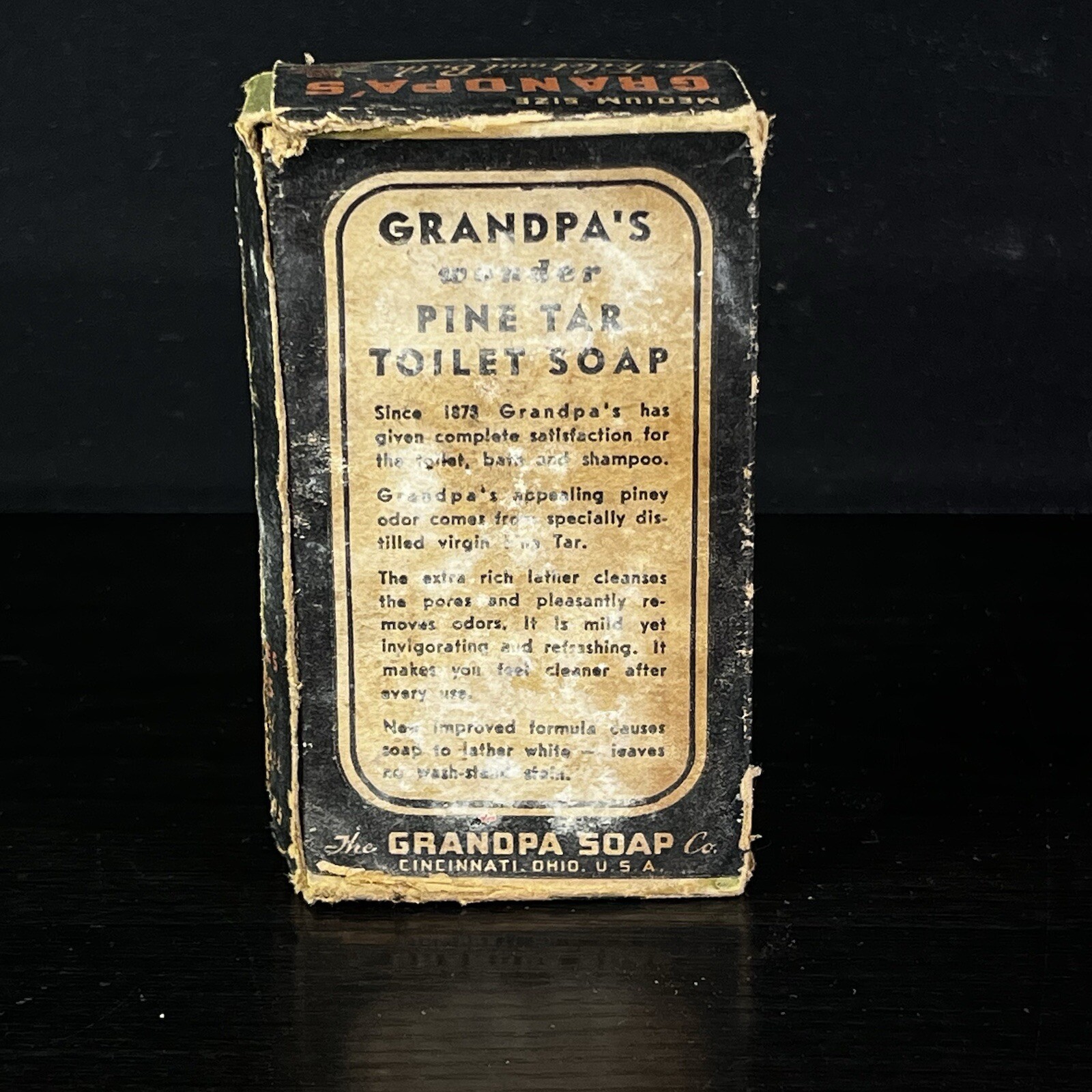 Antique Grandpa’s Wonder Pine Tar Toilet Soap New Cincinnati Ohio General Store