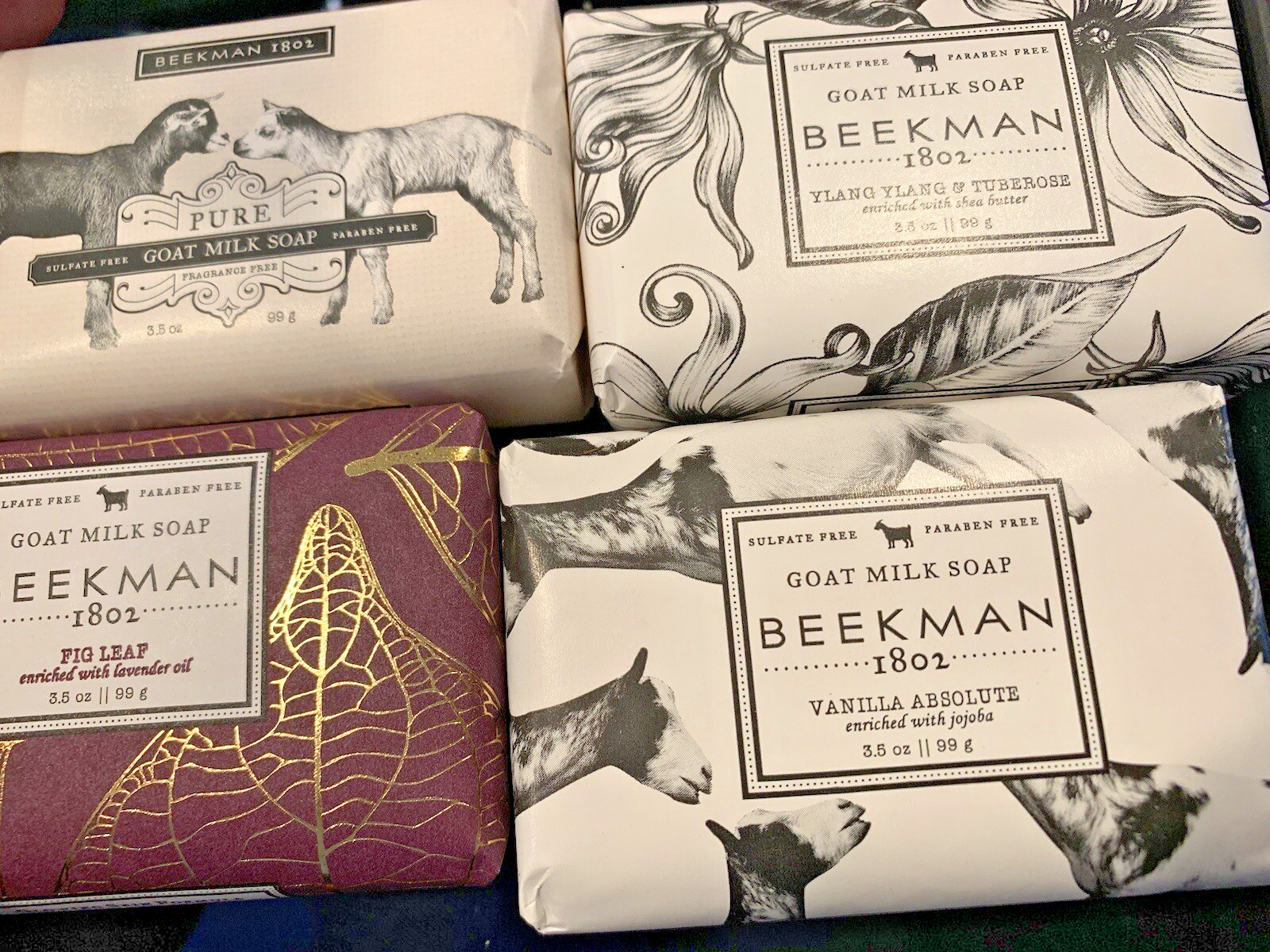 BEEKMAN 1802 GOAT MILK BAR SOAPS Lot Of 4 Bars Various Scents Pail Gift New *