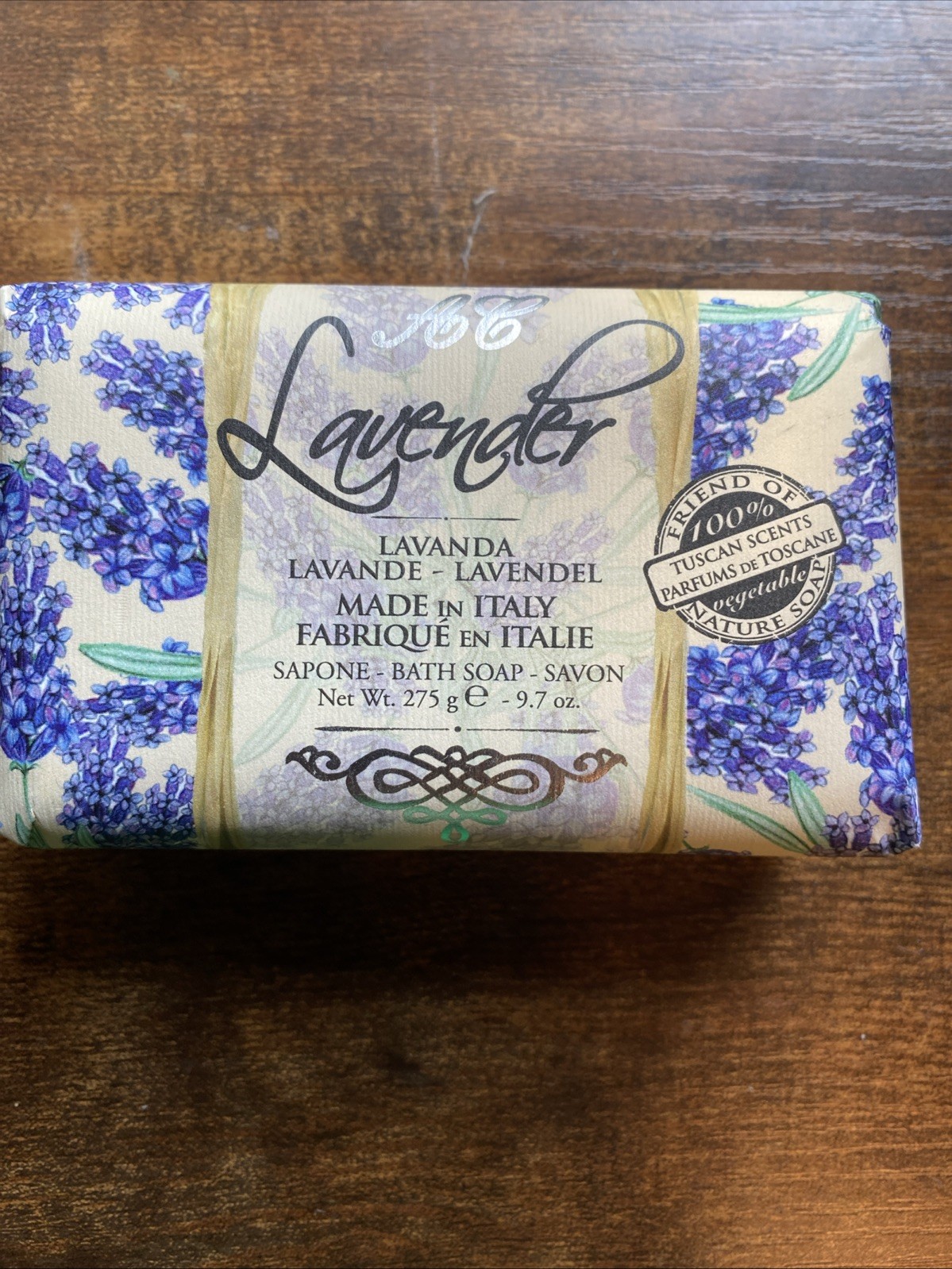 Saponerie Mario Fissi Lavender Vegetable Bath Soap 9.7oz Bar Made in Italy