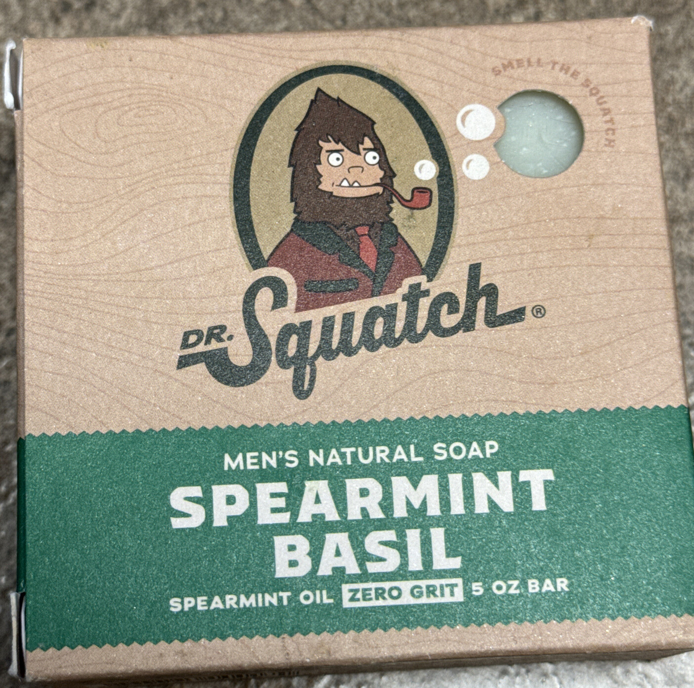 Dr Squatch Men’s Natural Soap Spearmint Basil 5oz Bar Zero Grit