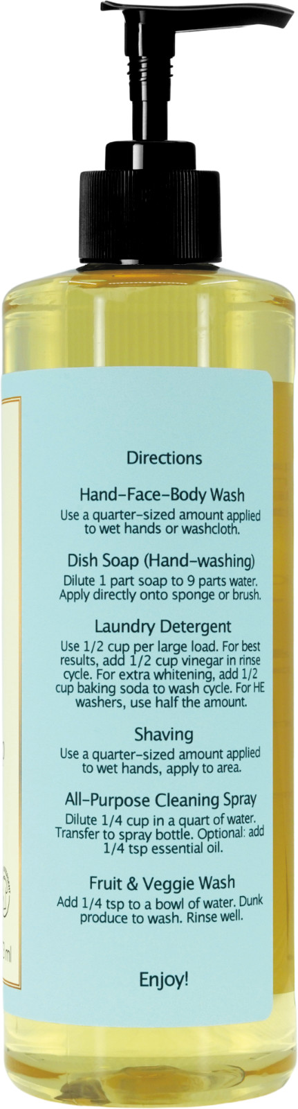 Liquid Castile Soap (2 pack ) – Organic Ingredients, Gentle For Sensitive Skin