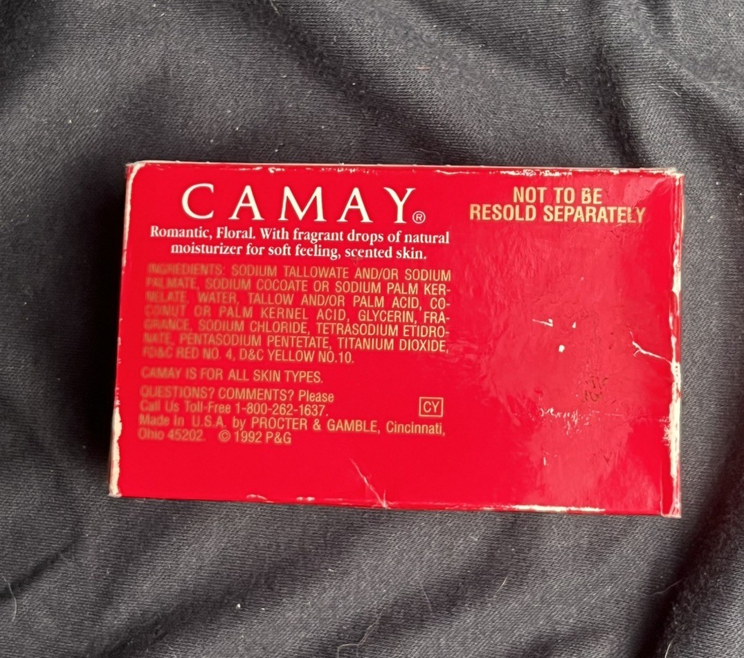 1992 Camay Classic Bath Soap, Single NOS Unopened 4.5oz Pink Bar Soap