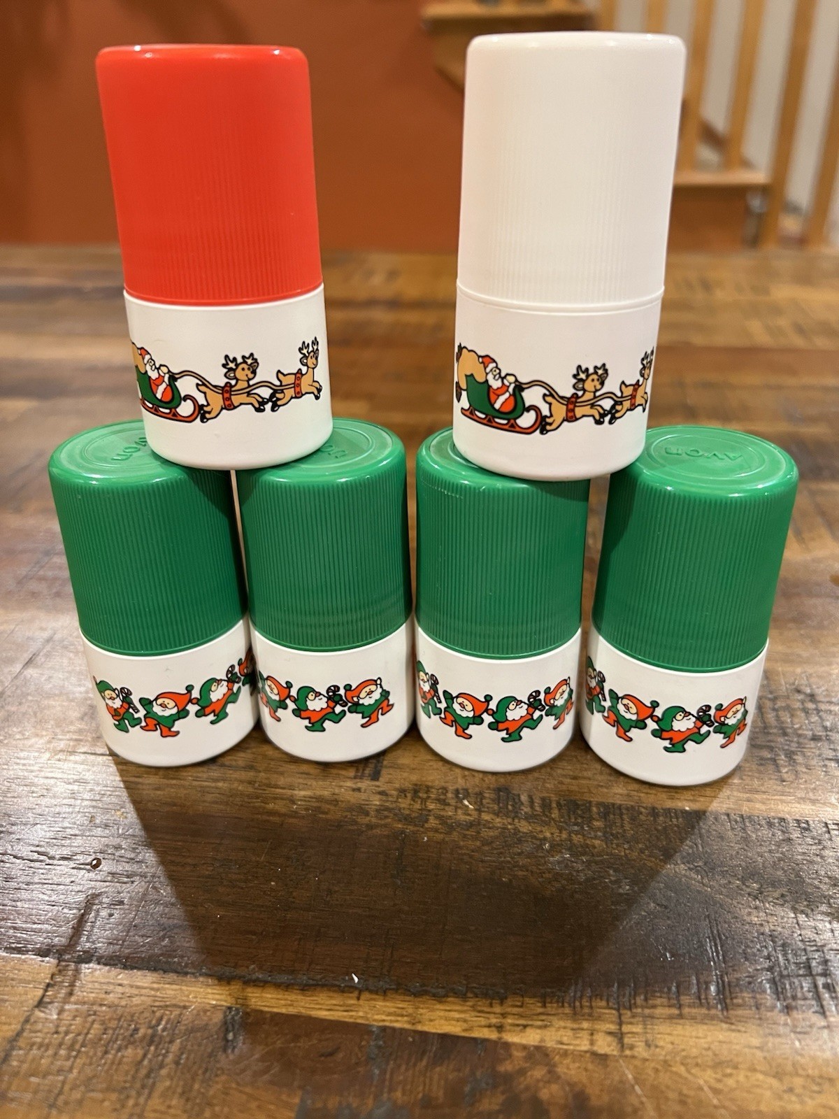 Vintage Avon 6 Roll-A-Soap Christmas Green Red White 1oz New Old Stock, 1986