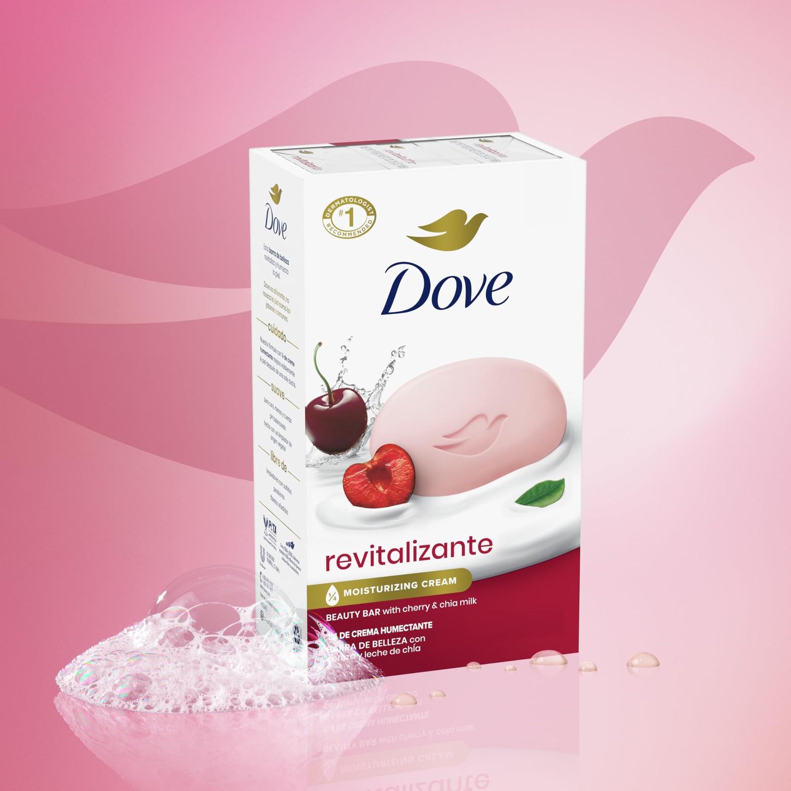 Dove Beauty Bar Soap Revitalizante Cherry & 3.75 Ounce (Pack of 6), White