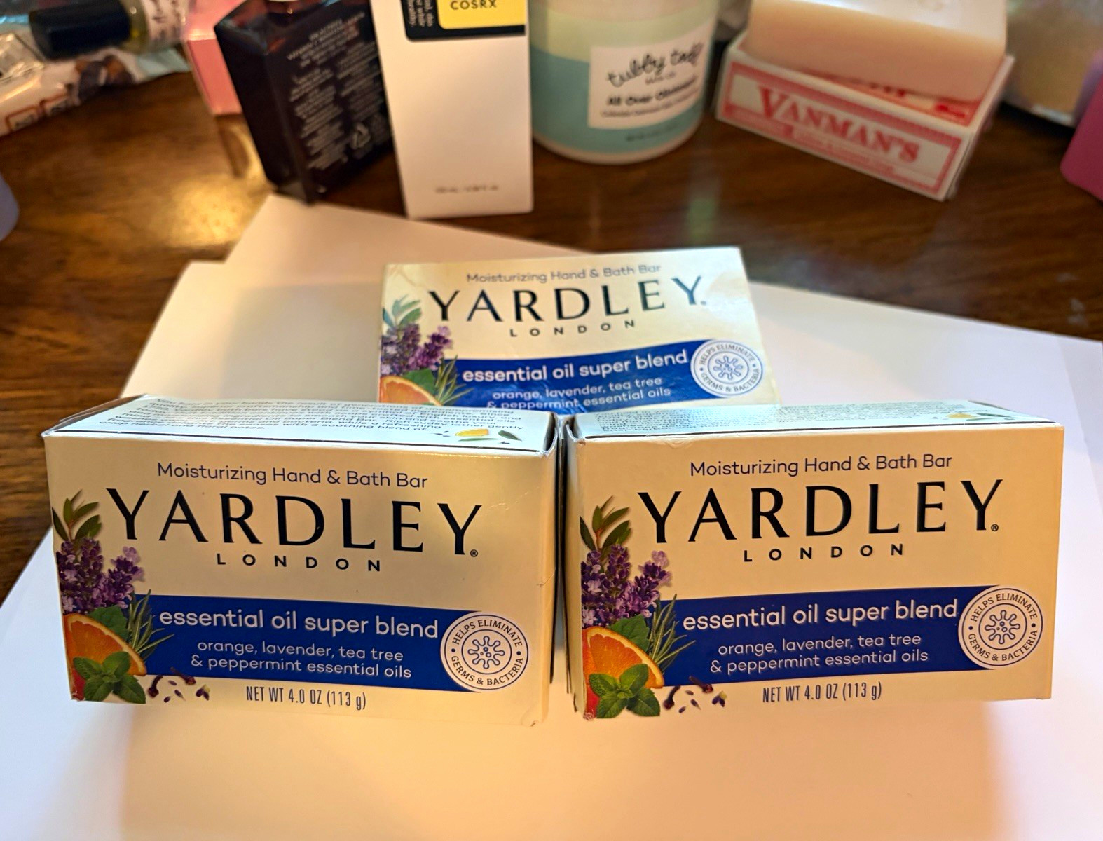 Yardley London Essential Oil Super Blend Moisturizing Bar 4oz, pack of three