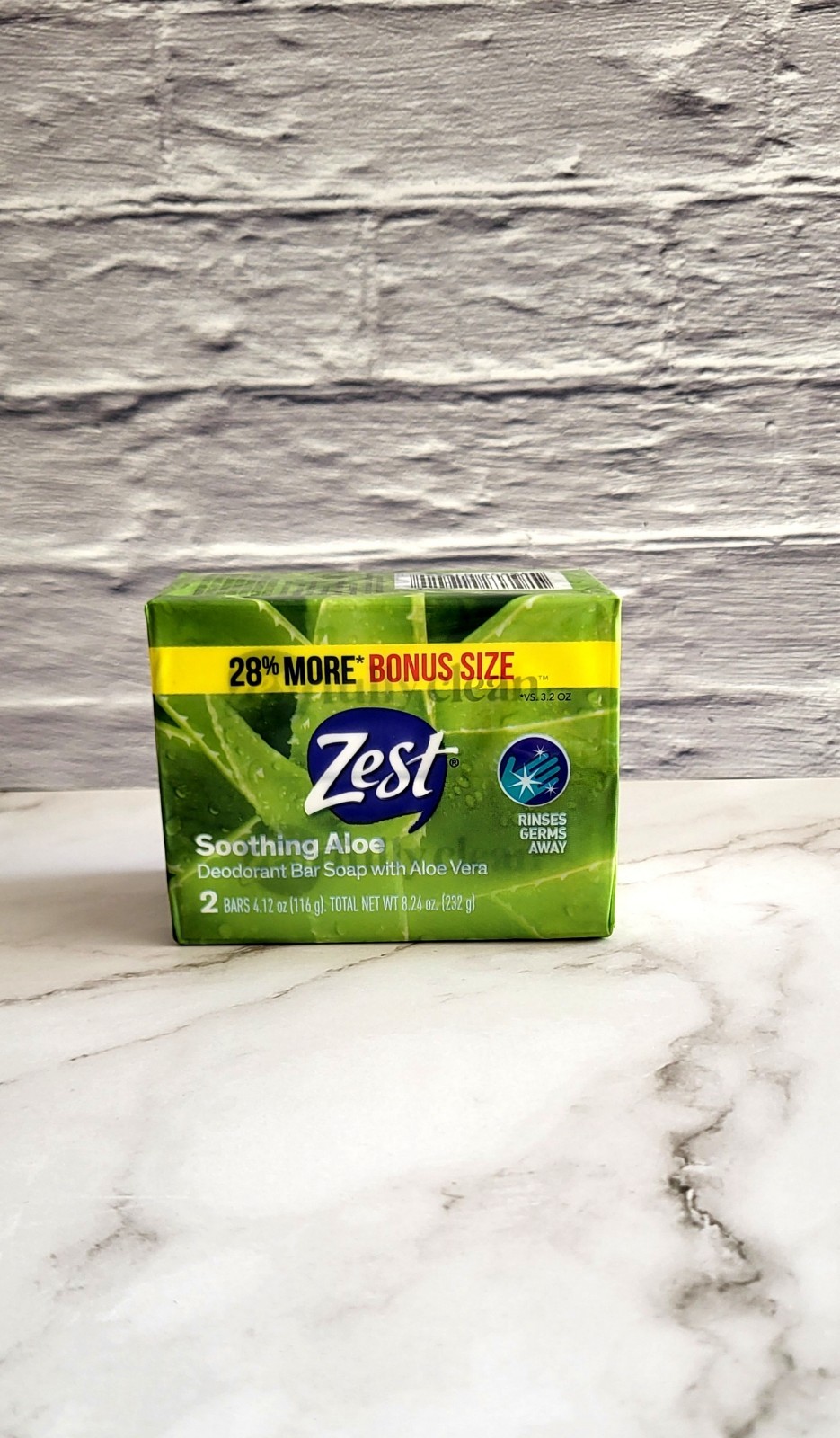 Pack of 2 Zest Soothing Aloe Deodorant Bar Soap – 4.12 oz Bars Brand New