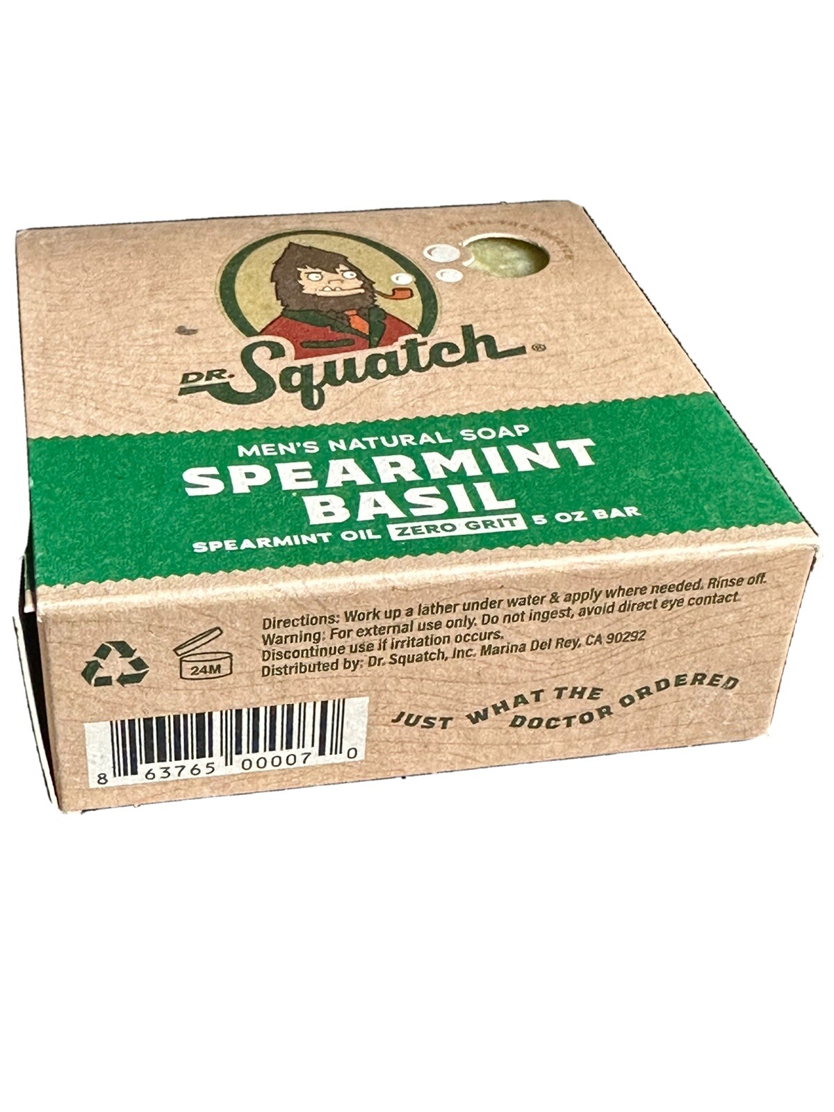 Dr. Squatch All Natural Bar Soap for Men with Zero Grit Spearmint Basil 5oz Bar