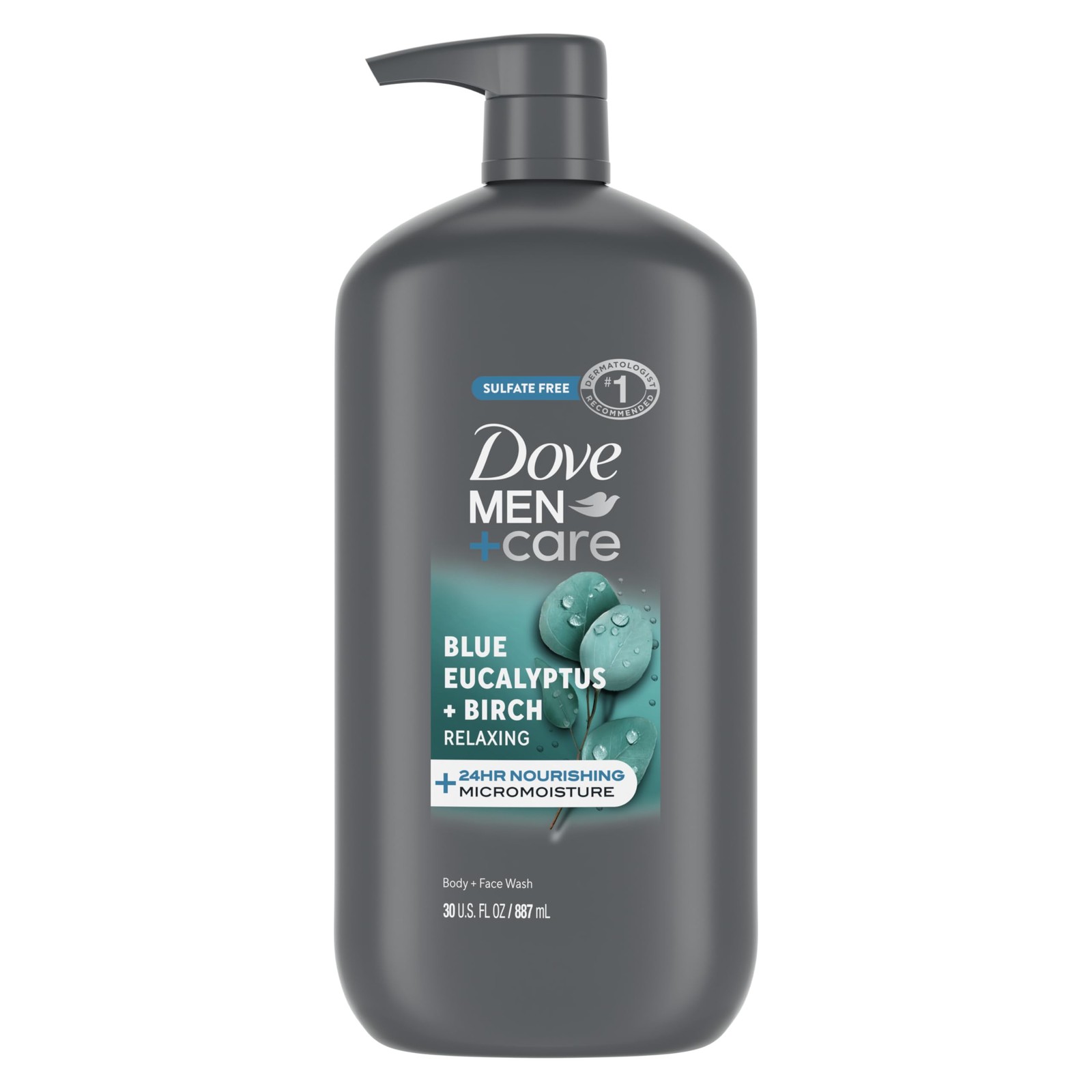 DOVE MEN + CARE Body and Face Wash for Men, Blue 30 Fl Oz (Pack of 1), White
