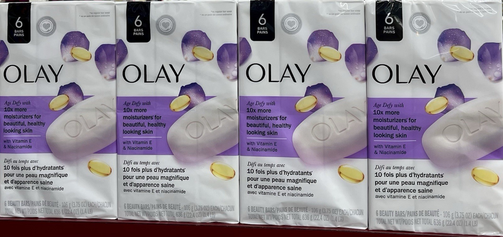 LOT (4) OLAY AGE DEFY BEAUTY BAR SOAP 10X MOISTURIZER VITAMIN E 3.75 OZ 24 BARS