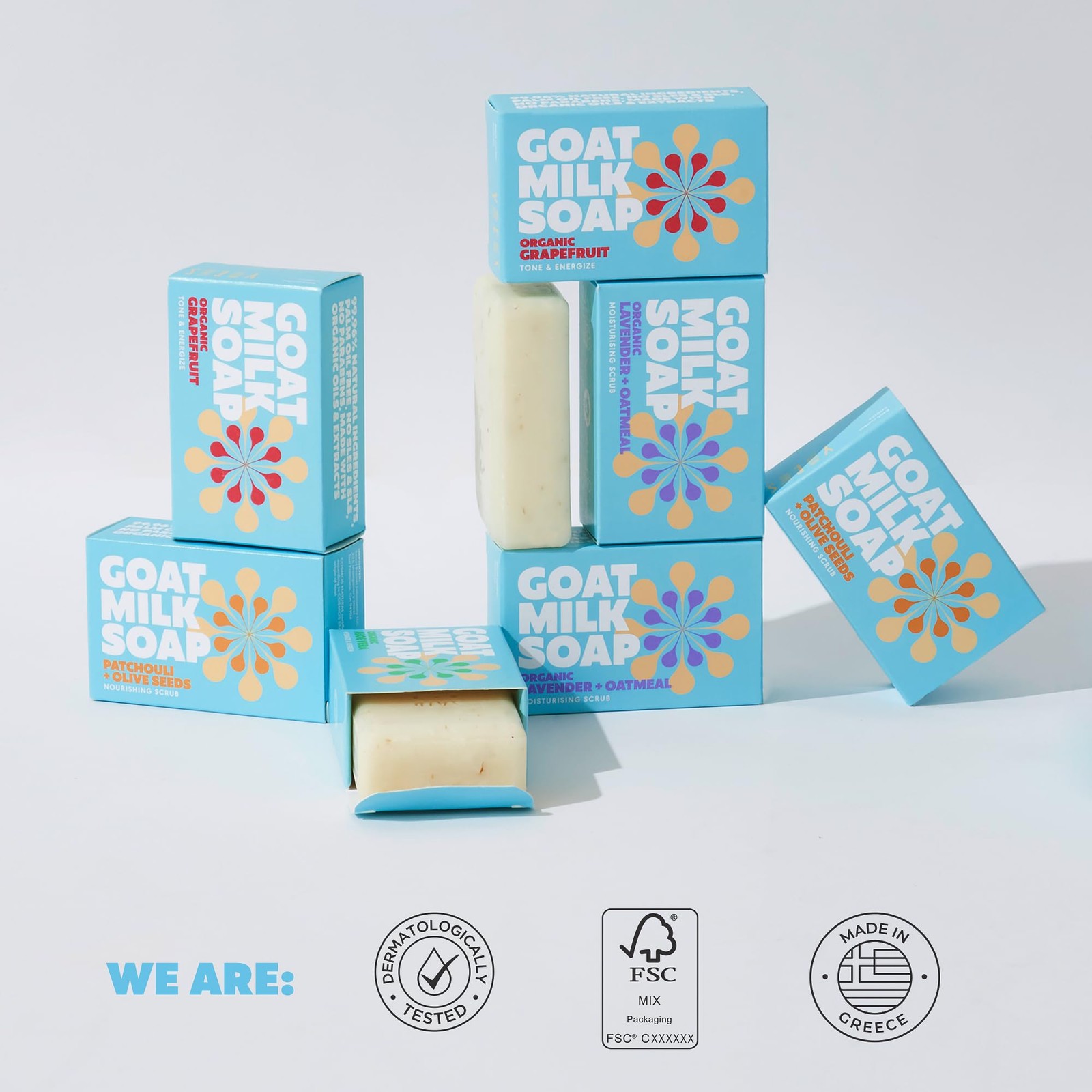 Goat Milk Soap Bar – 8 Bars 4 Unique Scents | Crafted in Greece | All Natural…