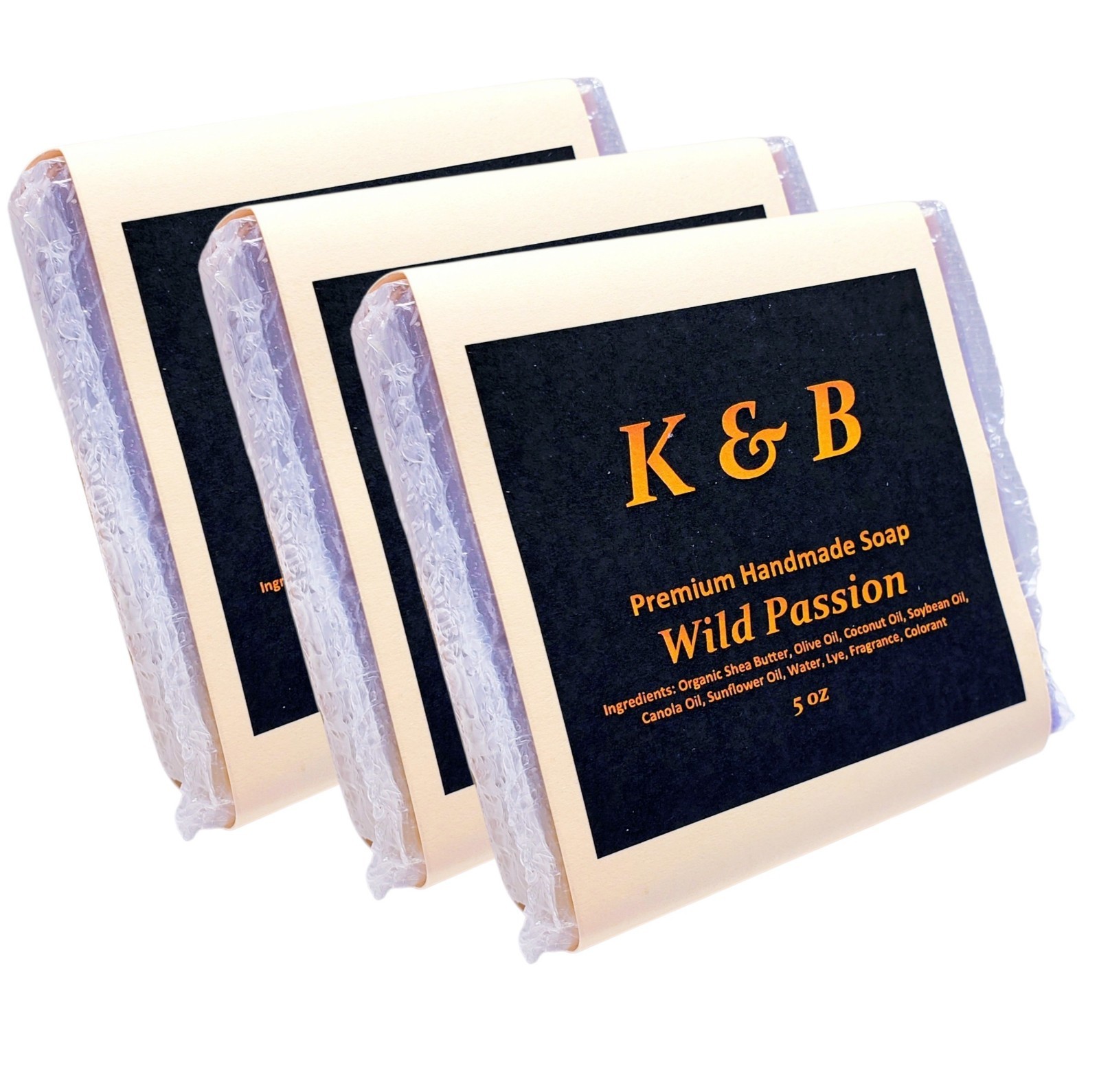 WILD PASSION Premium Handmade Natural Bar Soap, 5 oz (3 pcs)