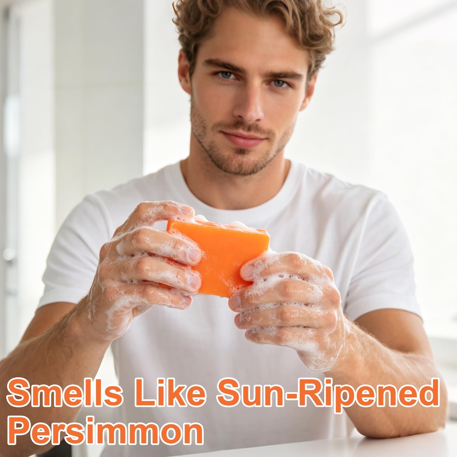 2PC Natural Deodorizing Persimmon Soap for Dry Aging Skin, Green Tea Extract, Ge