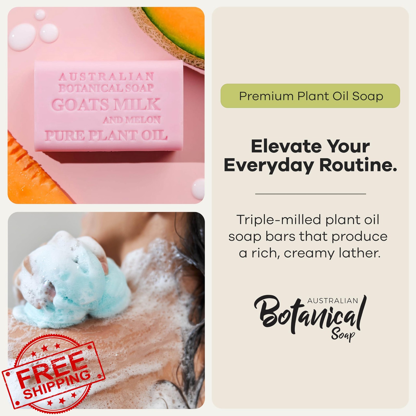 Australian Botanical Soap Melon 6.6oz Pack of 8