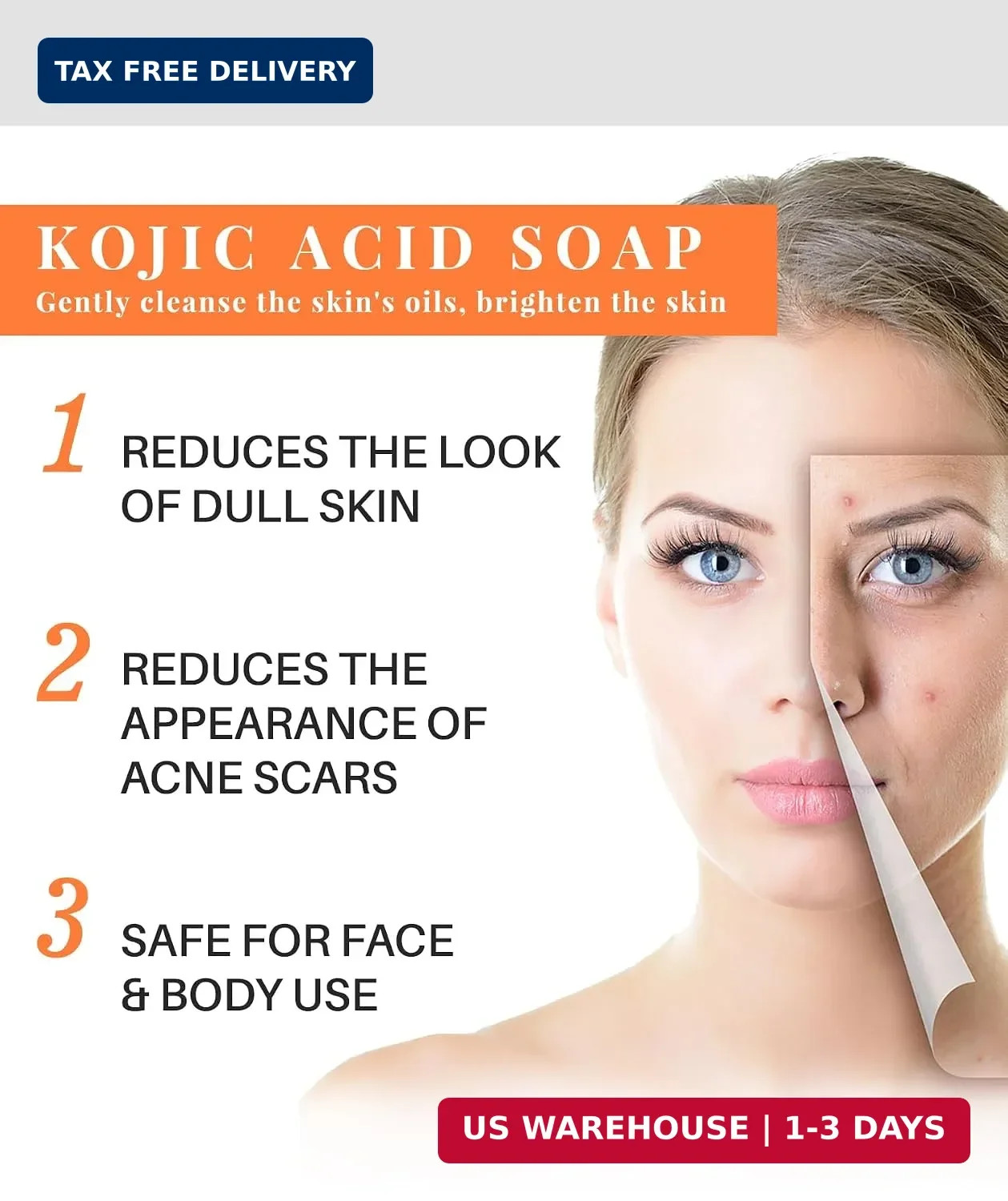 Kojic Acid Soap – 2 Bars in One Box (65g x 2) | Face & Body Cleansing Bar with T