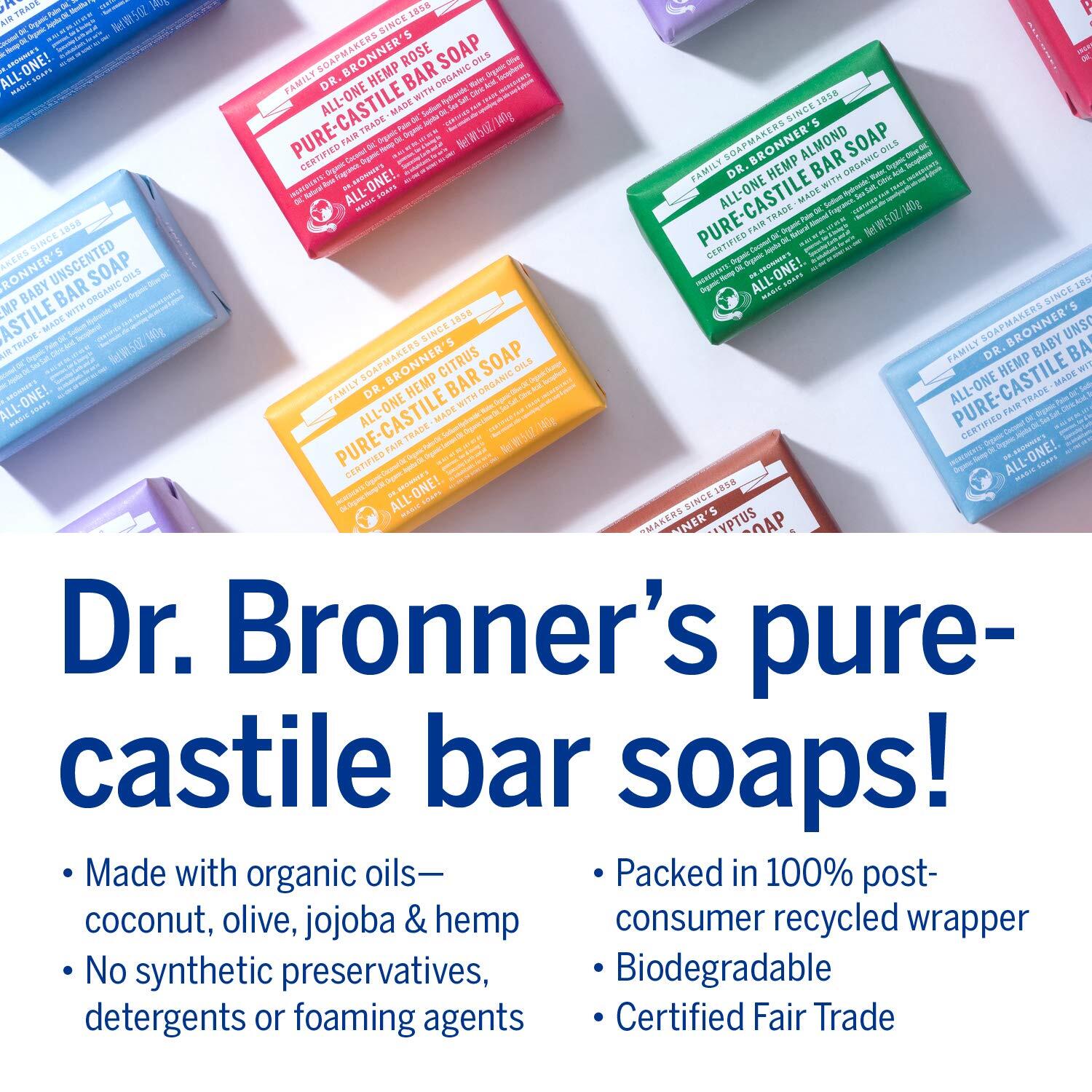 Dr Bronner’s Pure Castile Bar Soap Variety Pack 6 Scents 5 Ounce Bars Vegan