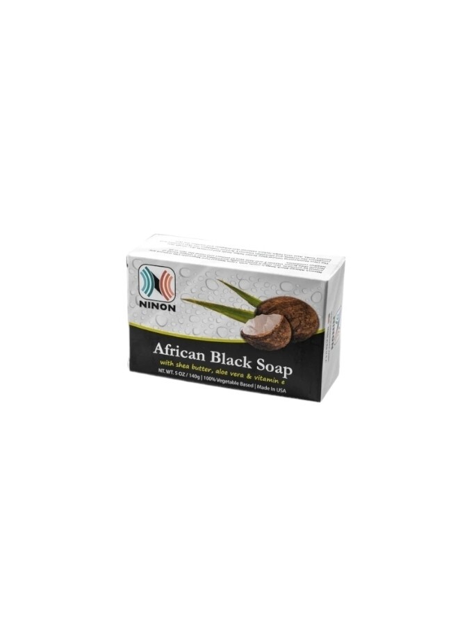 AFRICAN BLACK SOAP WITH SHEA BUTTER, ALOE VERA & VITAMIN E 5oz Each (2BARS)