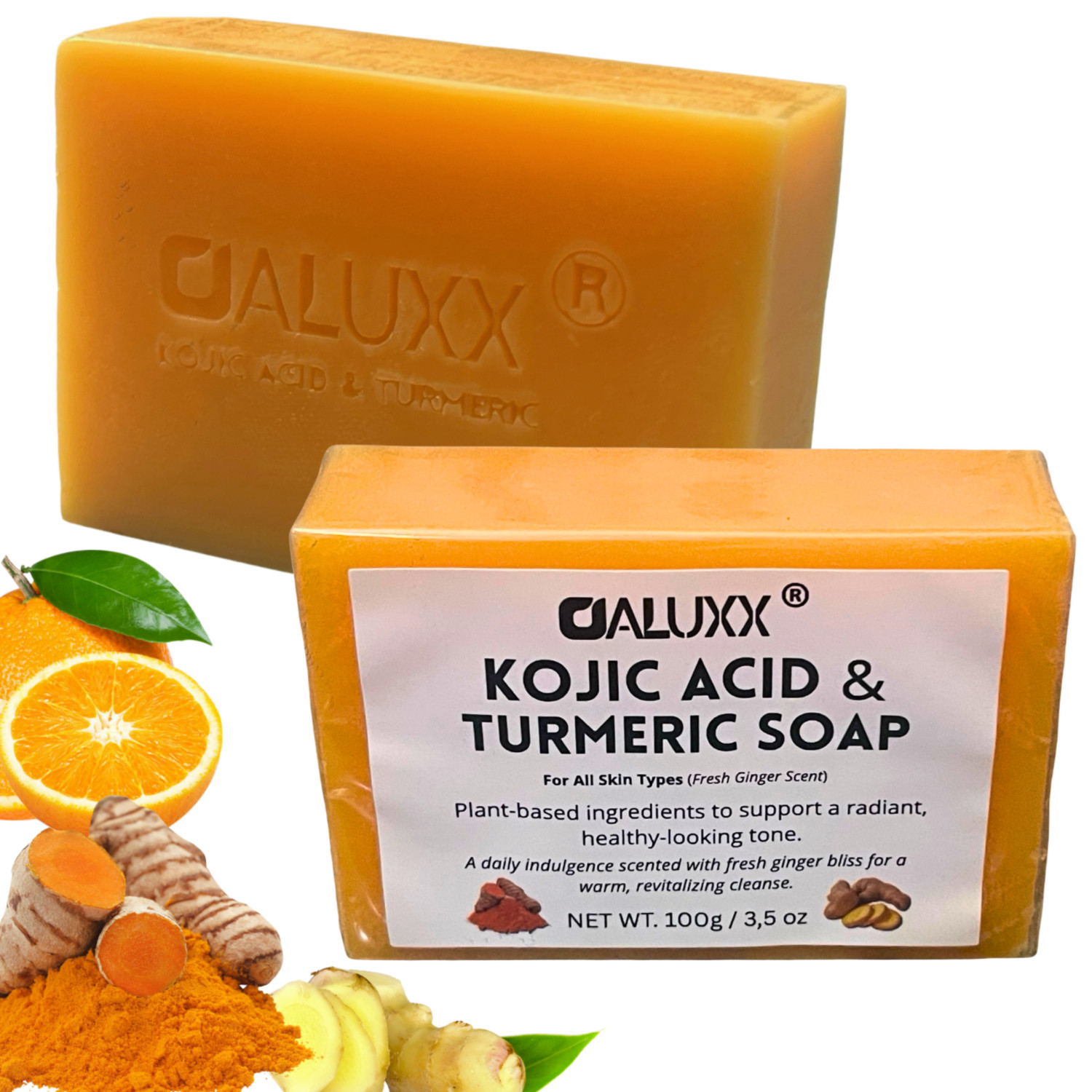 OALUXX Kojic Acid and Turmeric Soap Bar, Nourishing Face & Body Cleanser 3.5oz