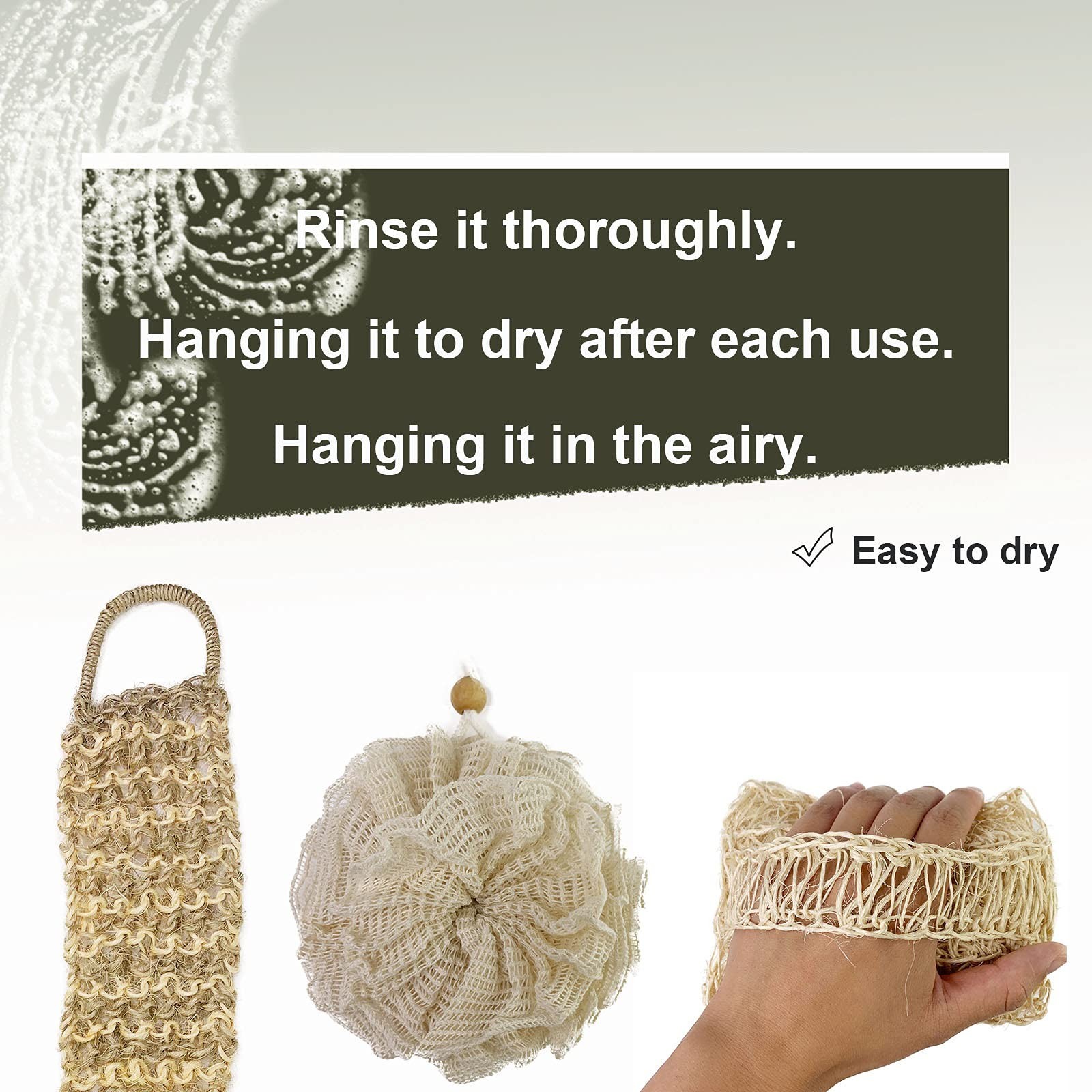 PPHAO – Natural Loofah – Loofah Sponge with Handle – Bath Scrubber for Body -…