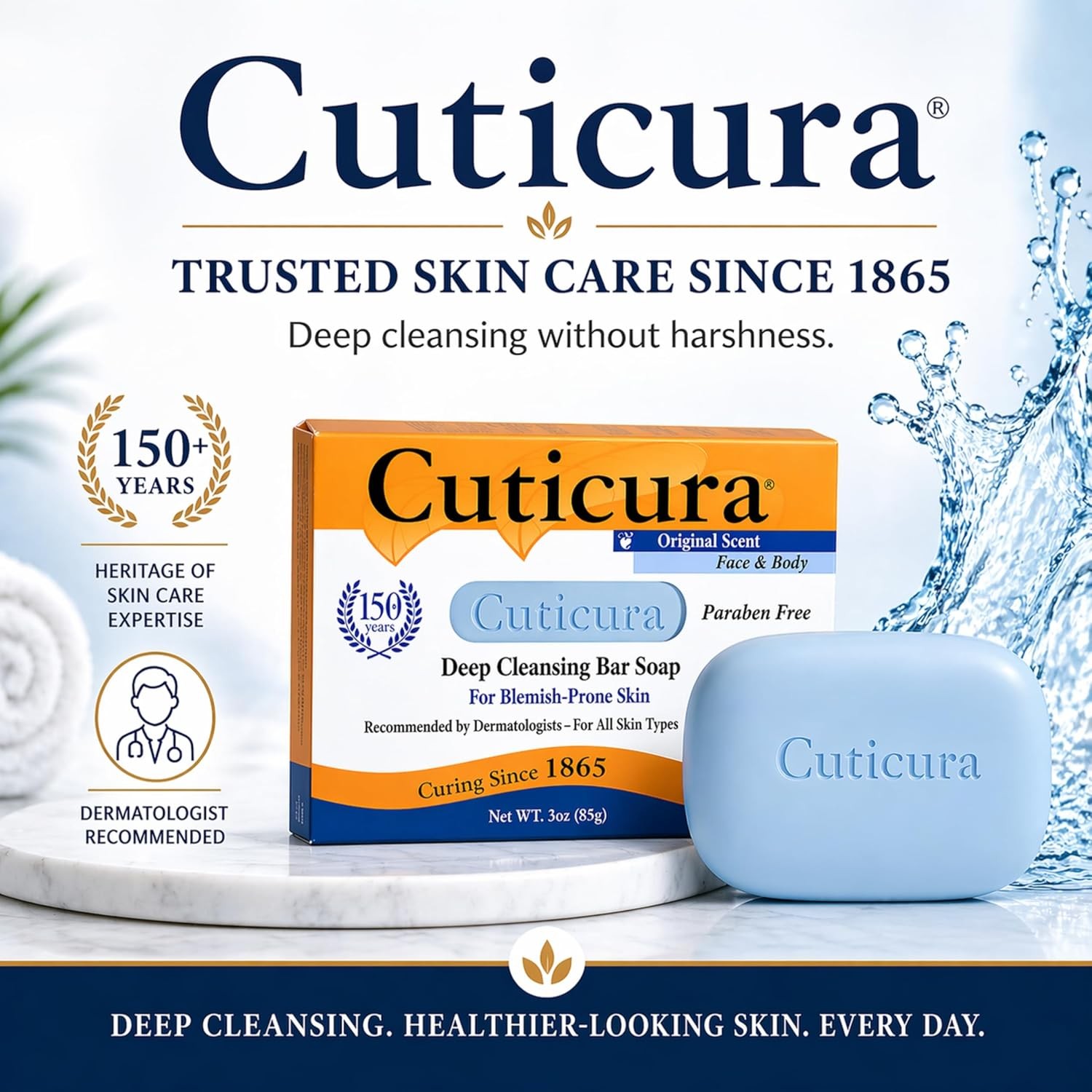 (3-PACK) Cuticura Deep Cleansing Face and Body Soap, Original Scent 3 oz