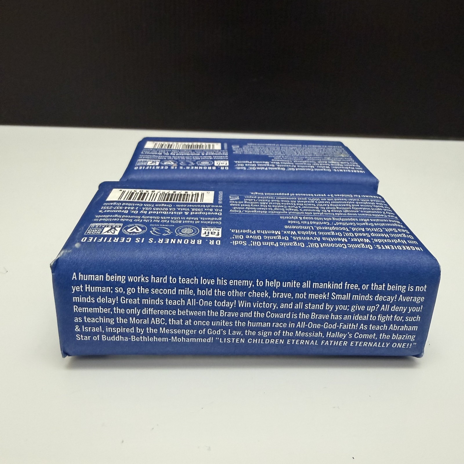 Lot of 2 Dr Bronner Magic Bar Soap Peppermint white 5 oz •:*¨¨*: