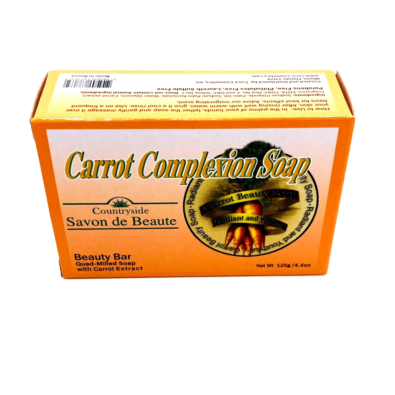 6x Carrot Extract Bar Soap Helps Cleanse Pores & Improve Skin Tone 4.4 oz