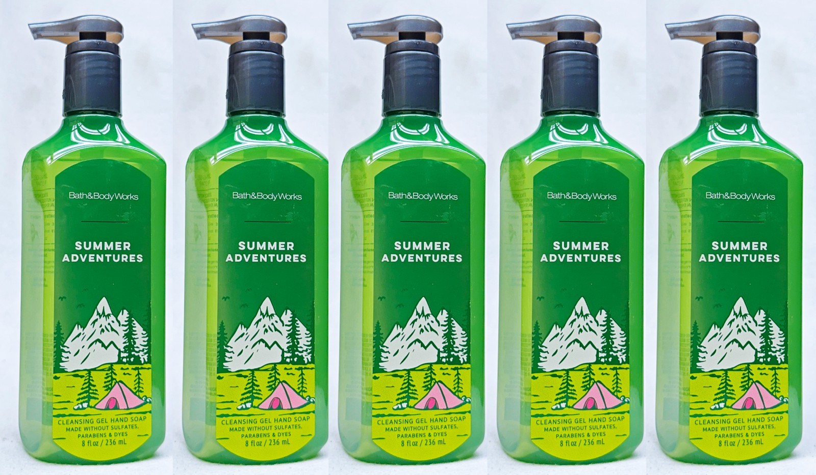 5 Bath & Body Works SUMMER ADVENTURES Cleansing Gel Hand Soap 8.0 oz