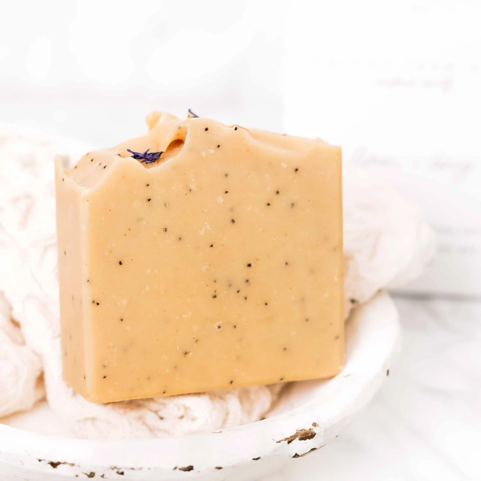 Lemon Honey Poppy Seed Handmade Tallow and Goat Milk Soap Bar