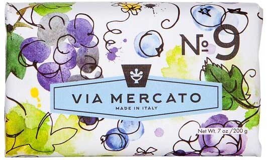 Via Mercato No.9 Soap Bar – Grape, Black Currant and Musk 200 gram 7 Oz. Shower
