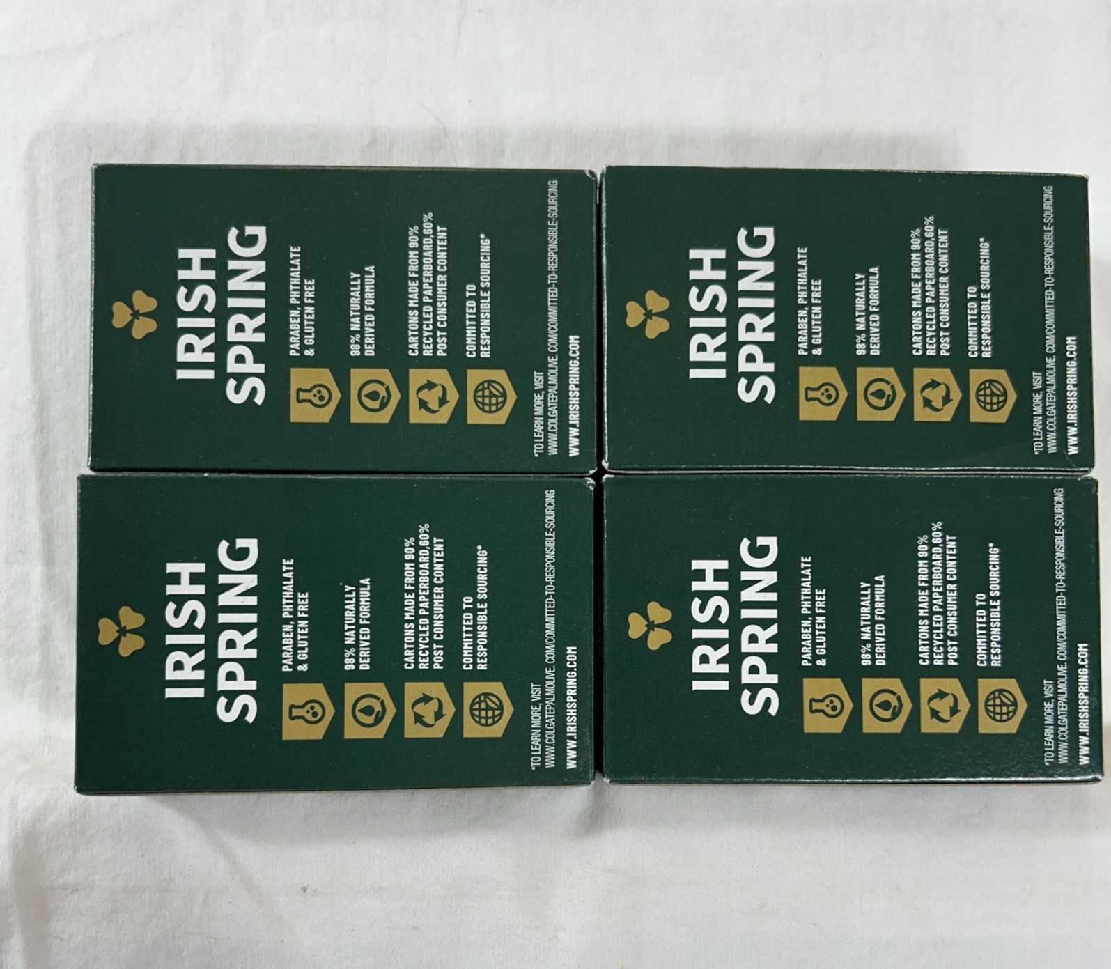4 Irish Spring Original Deodorant Soap Bars 4 oz Each 12 Hr Fresh New In Box