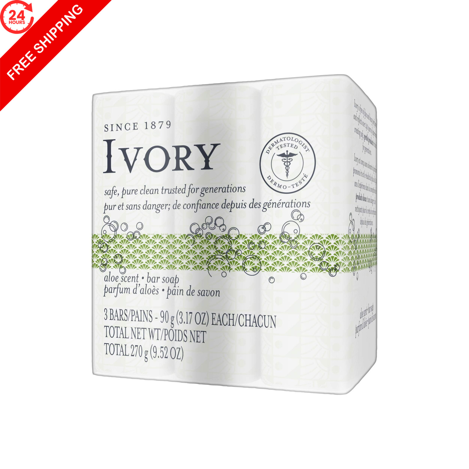 Simply Ivory Aloe Bath Bar by Ivory, 3 Count 9.52 Ounce (Pack of 1),