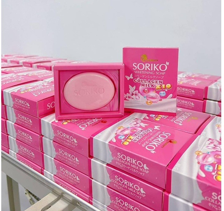 2X SORIKO Milk Collagen Soap 80g Nourish Bright Smooth Clean Radiant Facial Skin