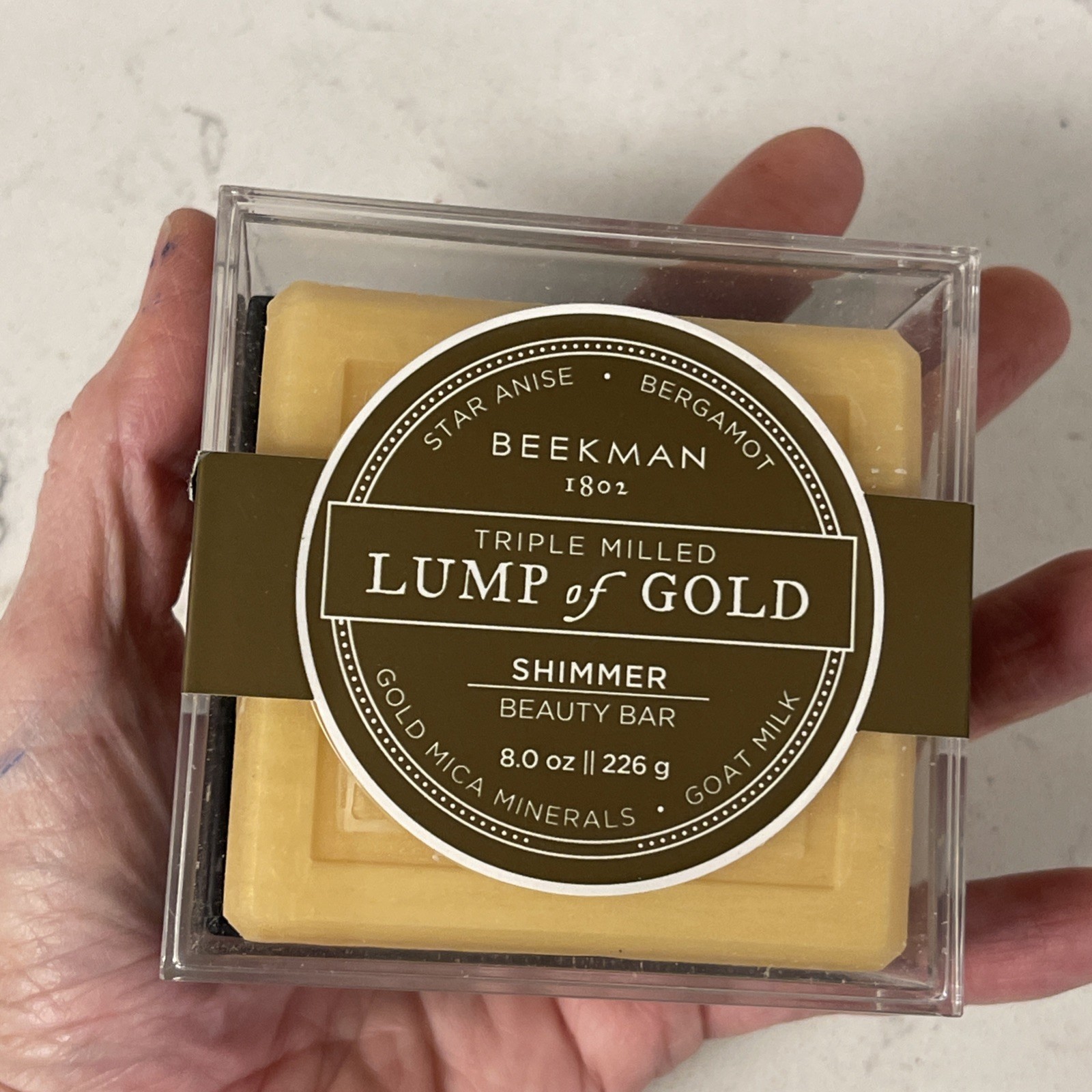 NEW Beekman Lump of Gold Shimmer Soap Star Anise Bergamot Sealed 8 oz