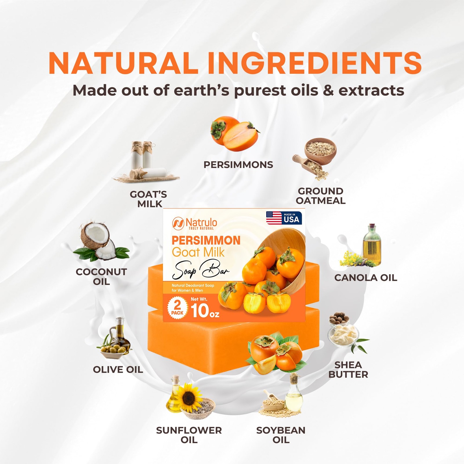 Persimmon Soap Bar for Body Odor Control – Purifying 5 Ounce (Pack of 2)