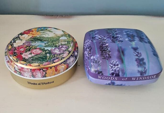 Woods of Windsor English Soap Freesia & Lavender decorative metal cases 100g x 2