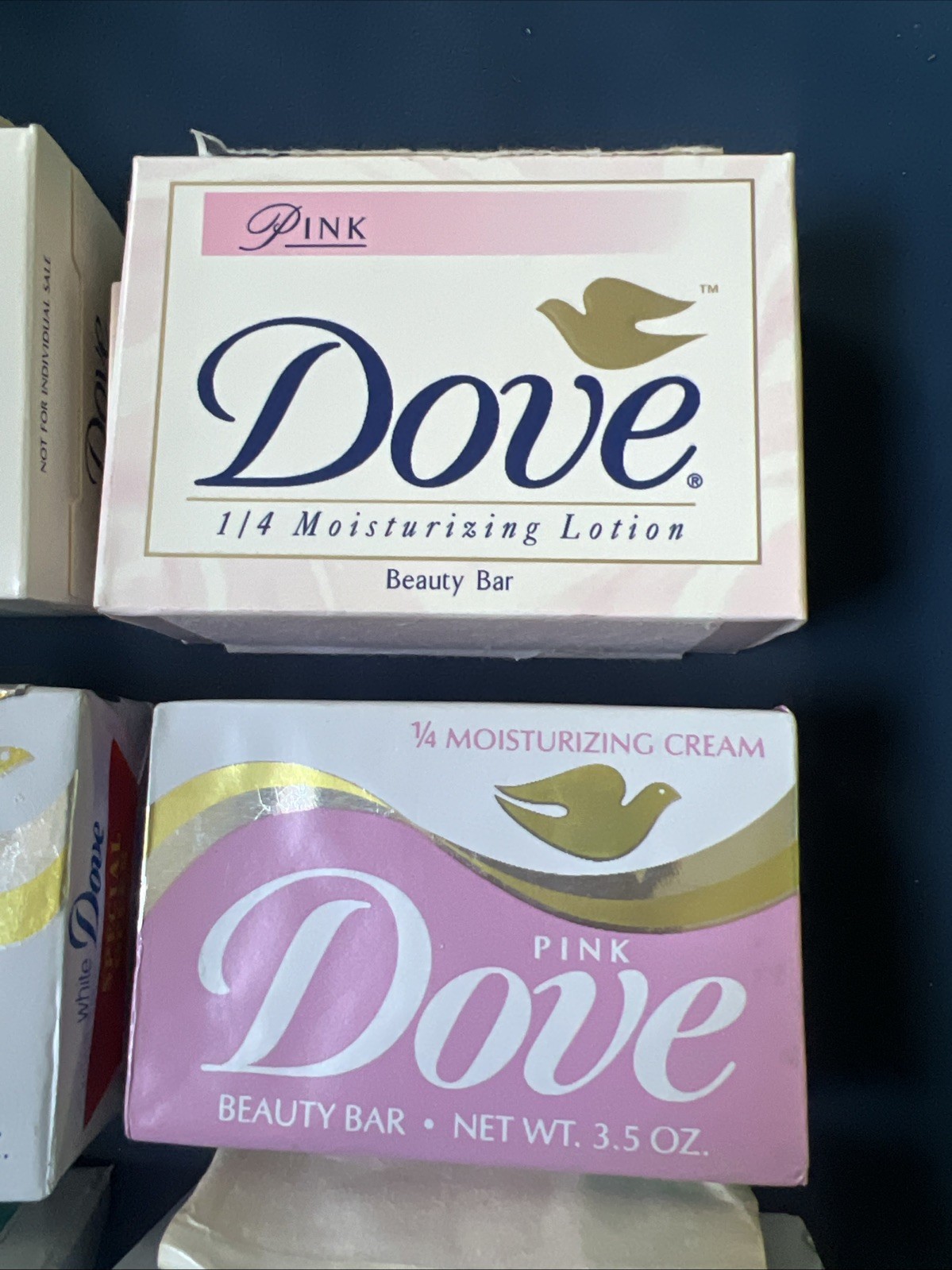 6 Lot Dove White Pink Beauty Bar Soap 1/4 Moisturizing Lotion Sensitive Vintage