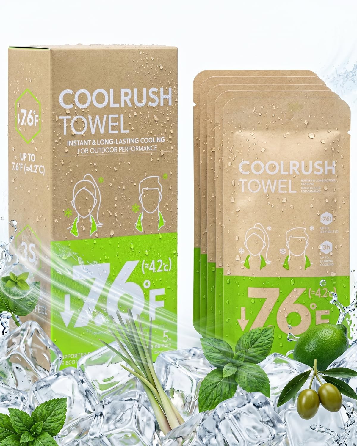 CoolRush Towel with Natural Mint Extract, 3-Second Cooling Relief Up to 3 Hou…