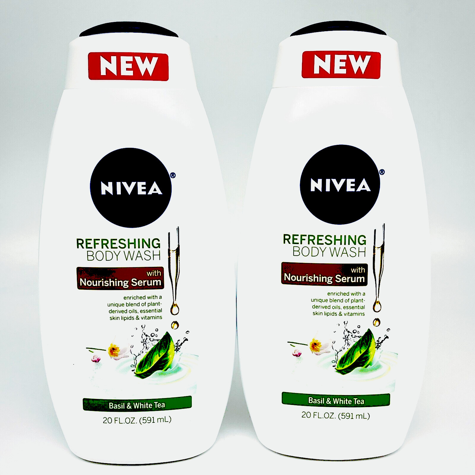 Nivea Refreshing Body Wash Basil & White Tea Botanical Blossom 2PK x 20 oz