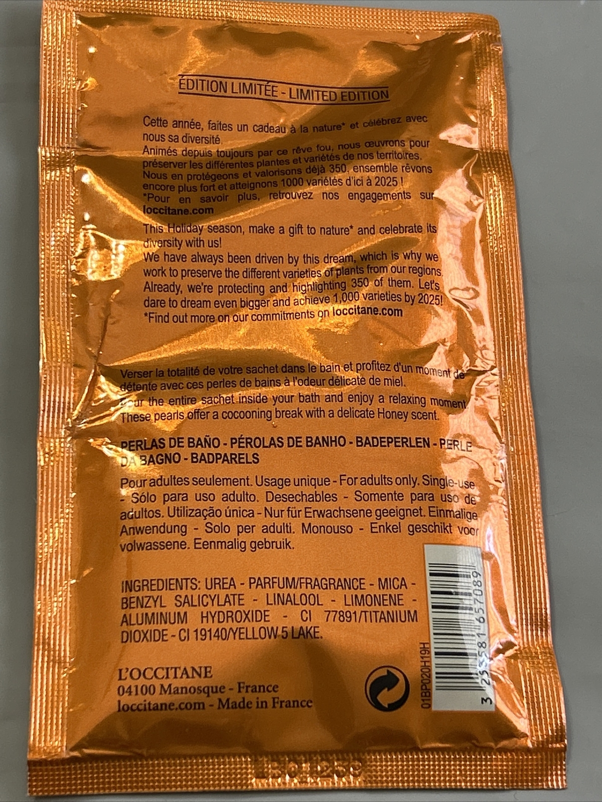 L’OCCITANE Perles De Bain HONEY HARVEST BATH PEARLS 0.7oz new sealed