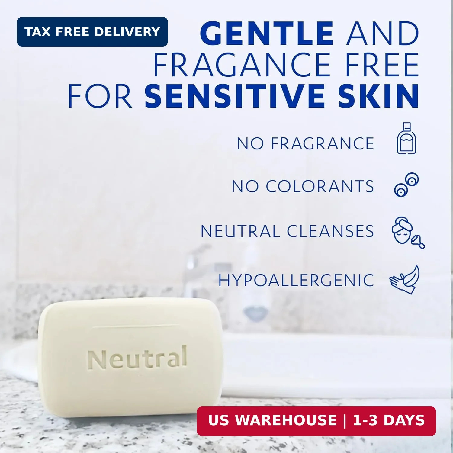 Grisi Neutral Hypoallergenic Bar Soap – Fragrance-Free & Dye-Free for Face & Bod