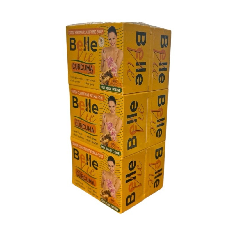 Belle Vie Curcuma Clarifying Soap Bar, Yellow, 6 Pack