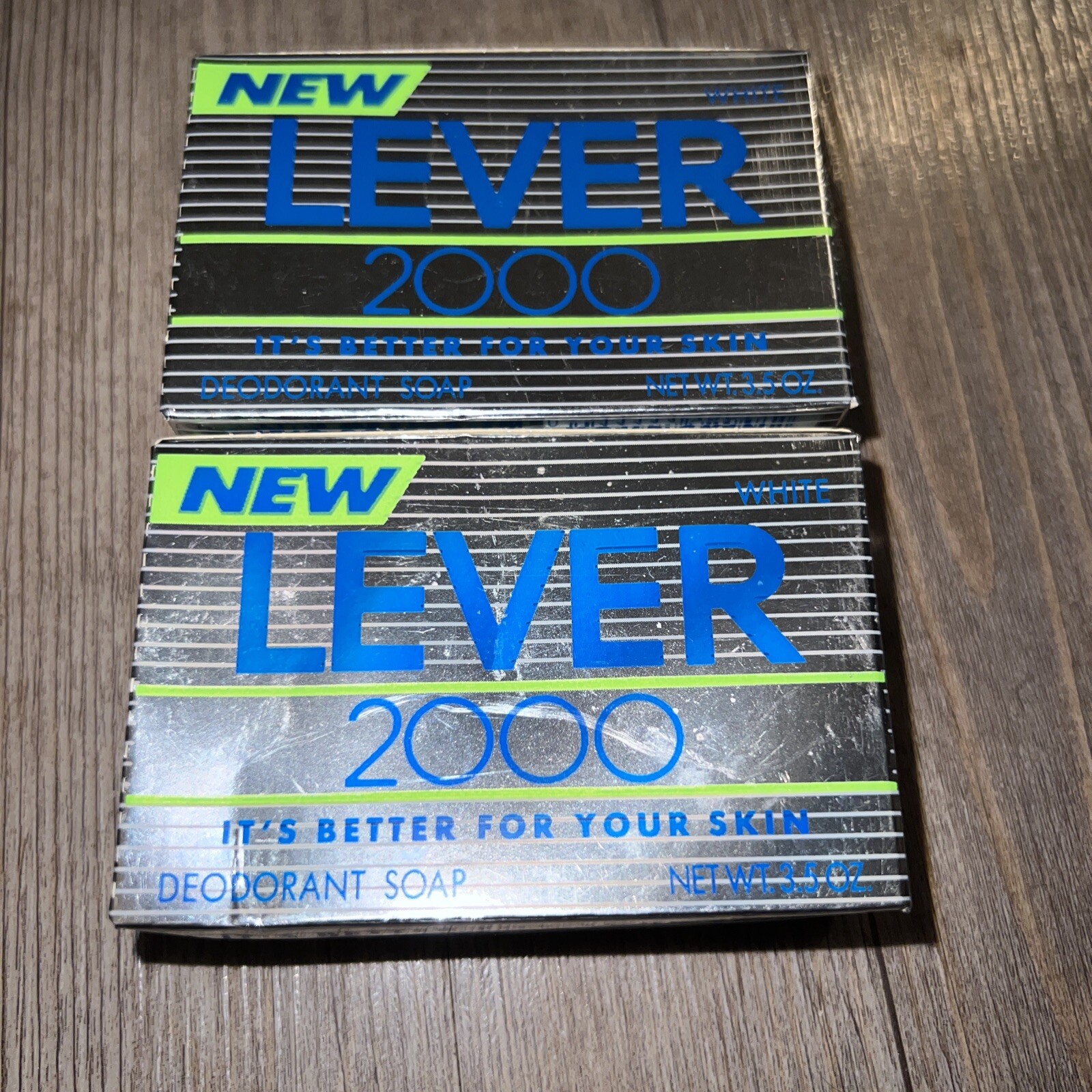 2 Vintage LEVER 2000 Deodorant White Bath Soap SEALED 3.5 oz Bars NOS Originals