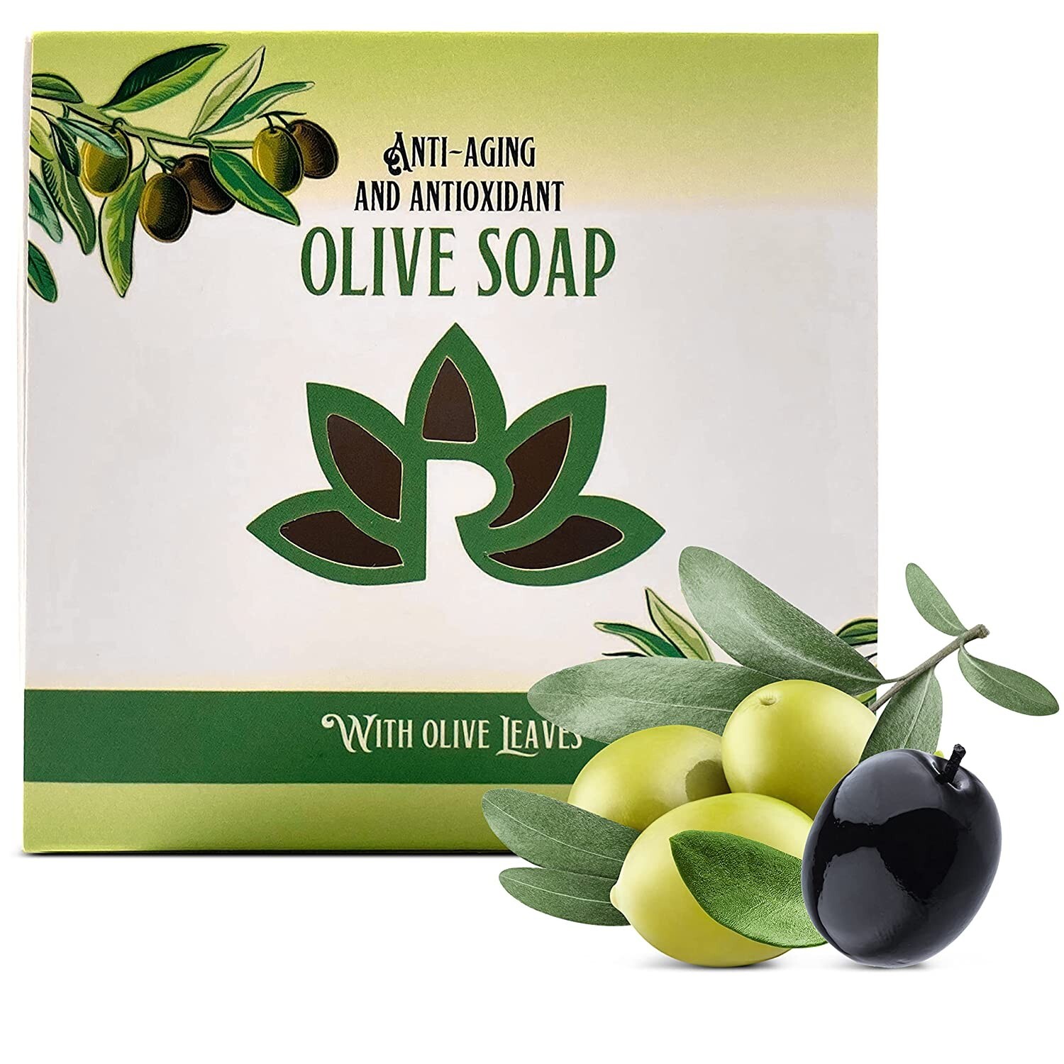 Natural Cold Process Olive Oil Soap Bar with Organic Olive Oil and Olive Leaves