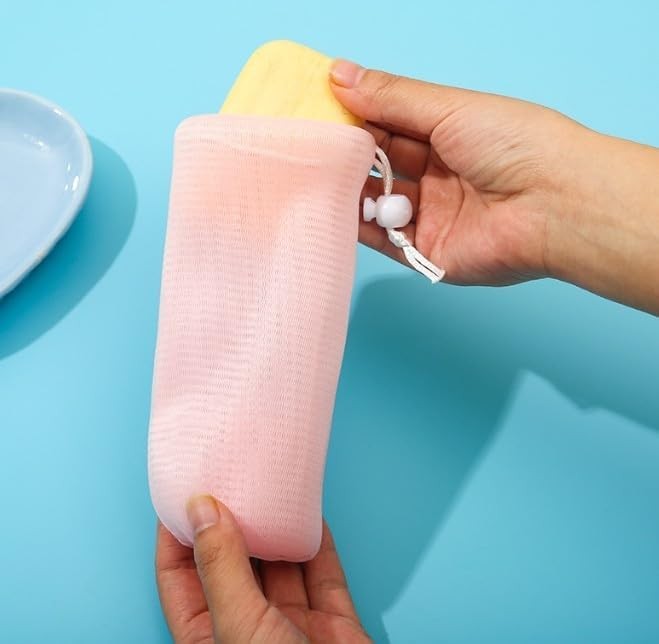 5Pcs Exfoliating Mesh Soap Pouch Bubble Foam Net Bag for Shower Saver Pouch D…