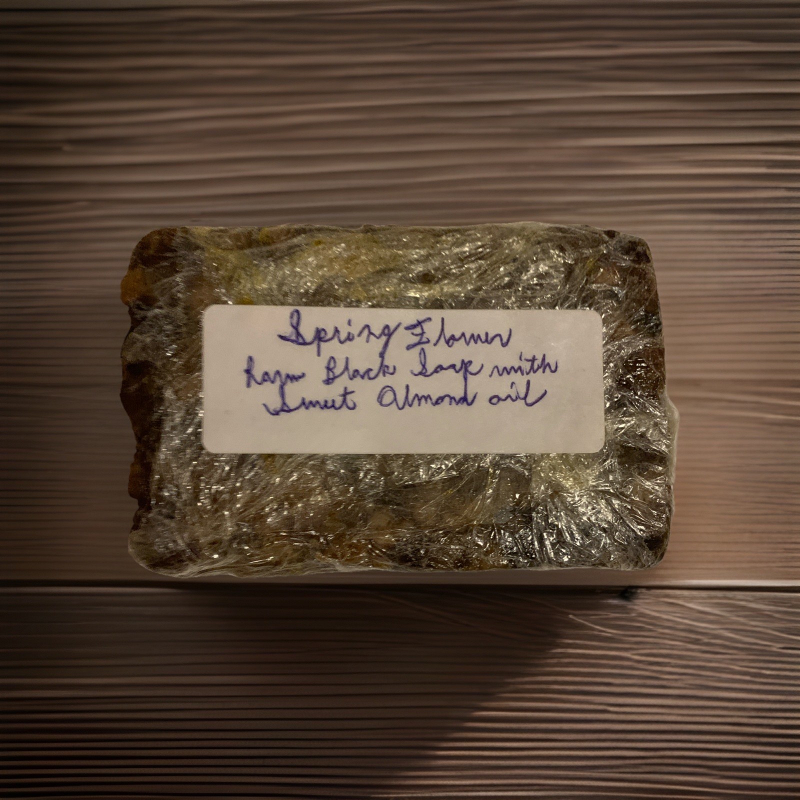 Raw Natural African Black Soap Bar 6 oz – with Sweet Almond Oil & Spring Flower