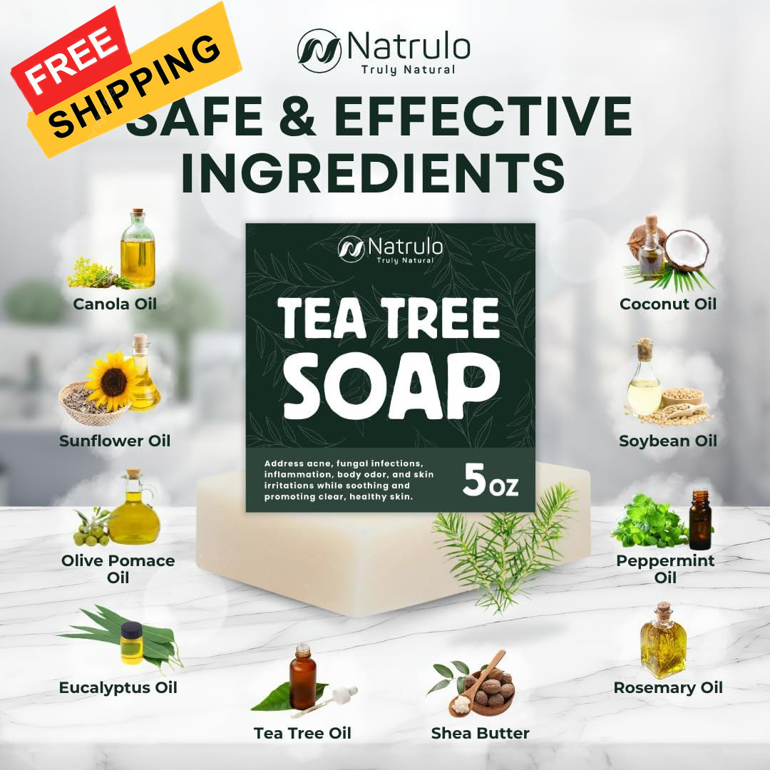 Tea Tree Soap – Natural Defense Oil Wash Bar for 5 Ounce (Pack of 1)