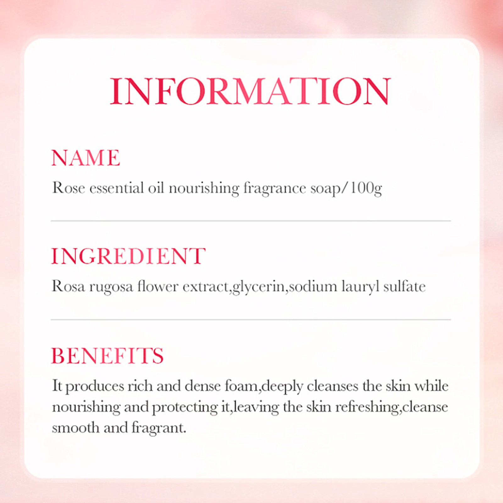 Women With Foaming Net Oil Control 100g Moisturizing Rose Essential Oil Soap