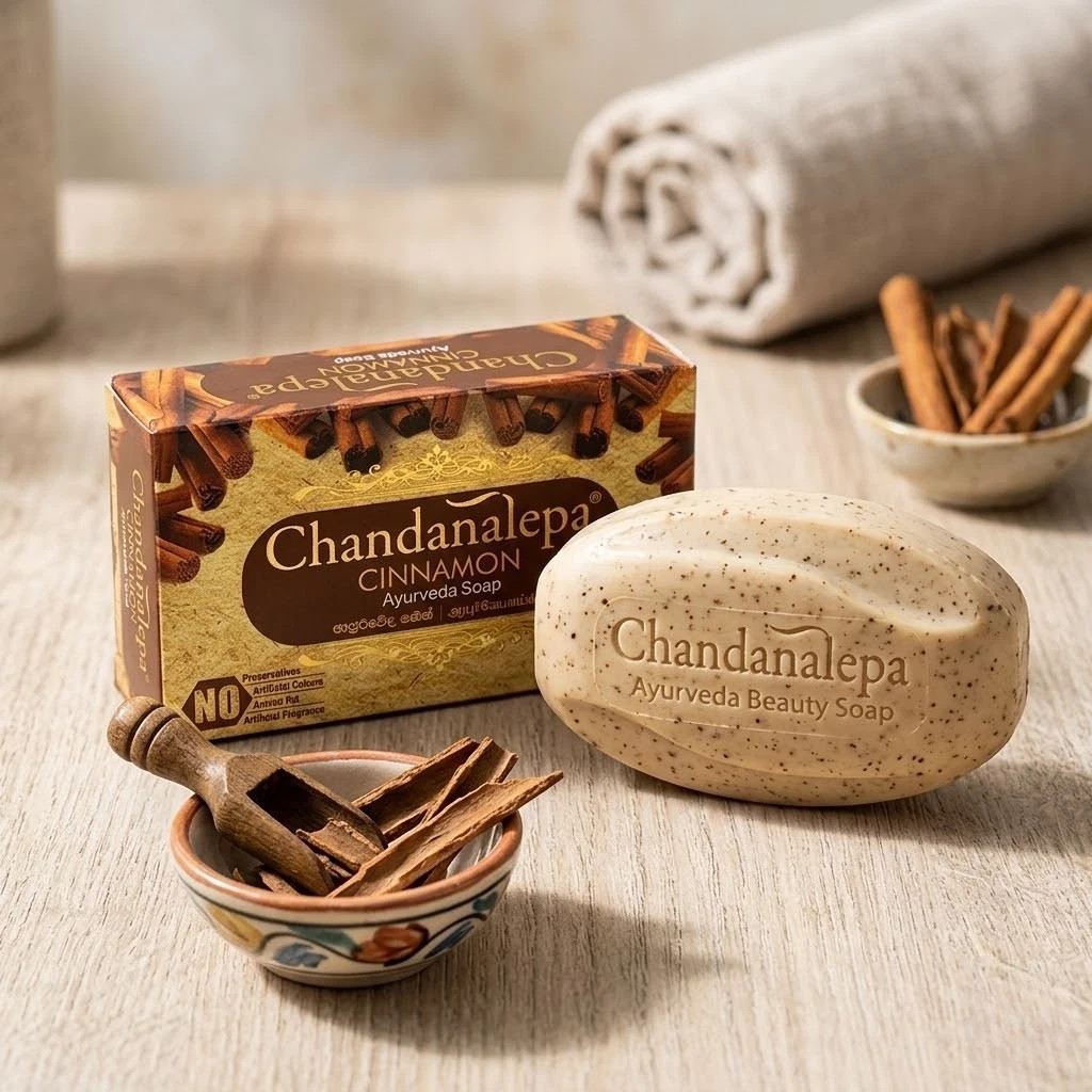 Chandanalepa Cinnamon Ayurveda Soap 75g (5-Pack) Organic Skin Brightening